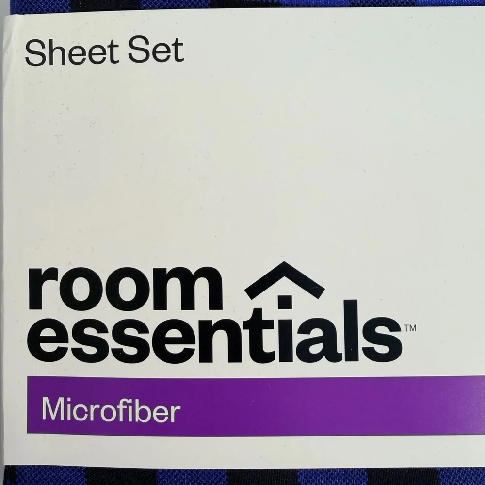 NWT Room Essentials Microfiber Sheet Set Twin XL Blue‎ Buffalo Plaid Bedding